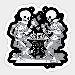 skeletons play chess Sticker